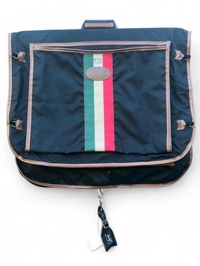 Lark & Ro Black Garment Bag with Red, Green & White Center Stripe